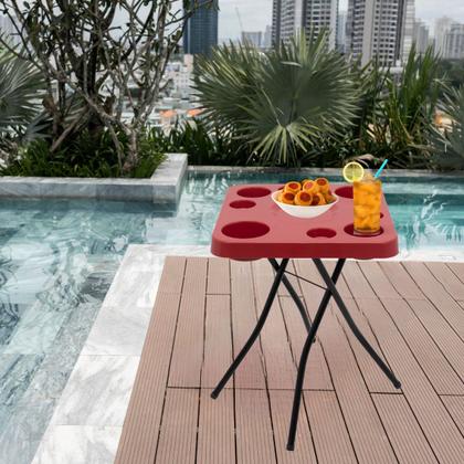 Imagem de Mesa Petisqueira Mesinha Dobrável Portátil Cerveja Churrasco Lazer Apoio Petiscos Desmontável