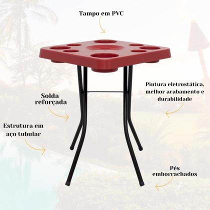 Imagem de Mesa Petisqueira Mesinha Dobrável Portátil Cerveja Churrasco Lazer Apoio Petiscos Desmontável