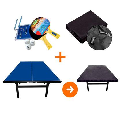 Imagem de MESA PING PONG MDF 18MM - KLOPF 1084 + KIT TÊNIS DE MESA - 5031 + Capa Impermeável