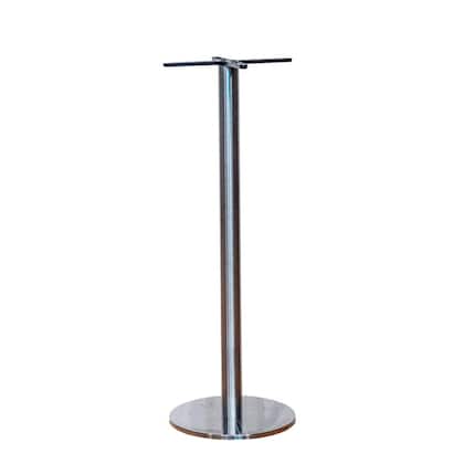 Imagem de Mesa Pisa Beta Bistrô Fratini 107,50cm (A) Disco Redondo Inox Tampo MDP Quadrado Cinza 80cm (L)
