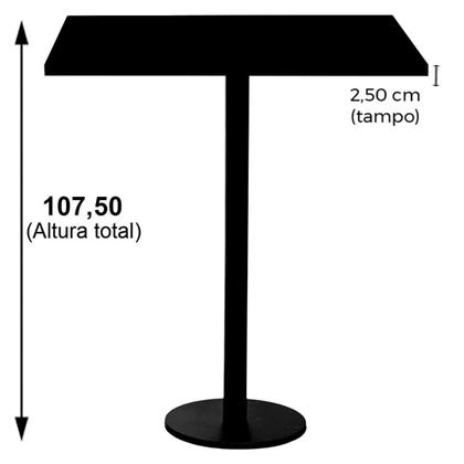 Imagem de Mesa Pisa Beta Bistrô Fratini 107,50cm (A) Disco Redondo Preto Tampo MDP Quadrado Grafito 60cm (L)