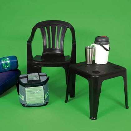 Imagem de Mesa Plástica de Apoio com Porta-Copos 43 x 51 cm Várias Cores MOR