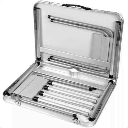 Imagem de Mesa Portátil Dobrável 2 Banquetas Aluminio Maleta Camping