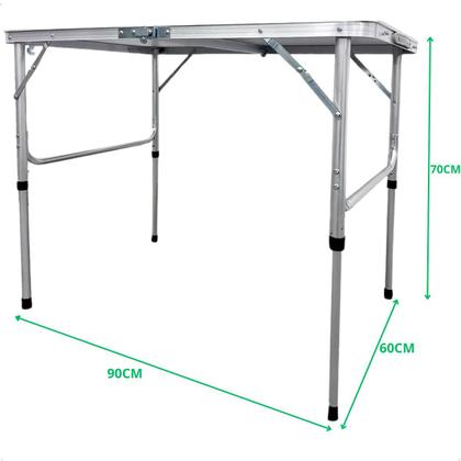 Imagem de Mesa Portátil Dobrável 2 Banquetas Aluminio Maleta Camping