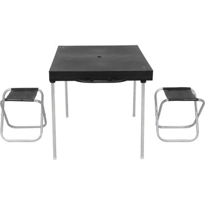 Imagem de Mesa Portátil Dobrável Para Camping com 2 Banquetas Preta Bel