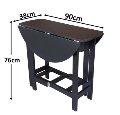Imagem de Mesa Prática Dobrável Preta Rustica, Bar Cozinha Lazer ( REDONDA )