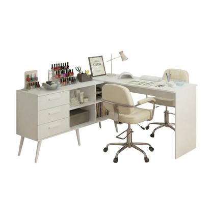 Imagem de Mesa Profissional para Manicure em L com 3 Gavetas Jady Multimóveis MP6043