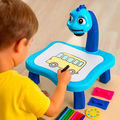 Imagem de Mesa Projetora De Desenhos Brinquedo Com Som E Luz 24 Imagens 12 Canetinhas