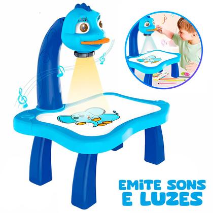 Imagem de Mesa Projetora De Desenhos Brinquedo Com Som E Luz 24 Imagens 12 Canetinhas