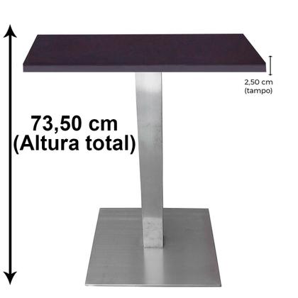 Imagem de Mesa Quadrada Alpha Inox Cor Prata 73,50 cm (Altura) com Tampo em MDP Quadrado 60 cm Preto