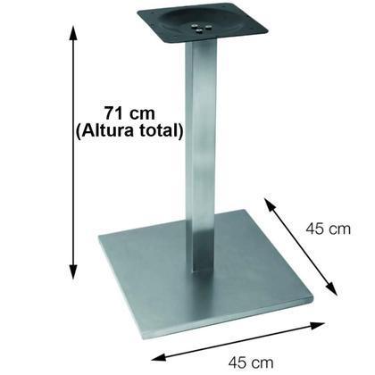 Imagem de Mesa Quadrada Alpha Inox Cor Prata 73,50 cm (Altura) com Tampo em MDP Quadrado 60 cm Preto