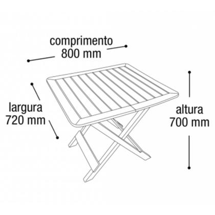 Imagem de Mesa Quadrada Dobrável 80cm Preta + 2 Cadeiras Com Encosto Vime Empilhável