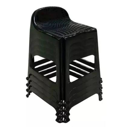 Imagem de Mesa Quadrada Dobrável 80x72cm Preta + 4 Banquetas Com Encosto