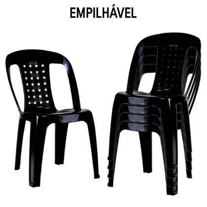 Imagem de Mesa Quadrada Dobrável 80x72cm Preta + 4 Cadeiras Vime Empilhável