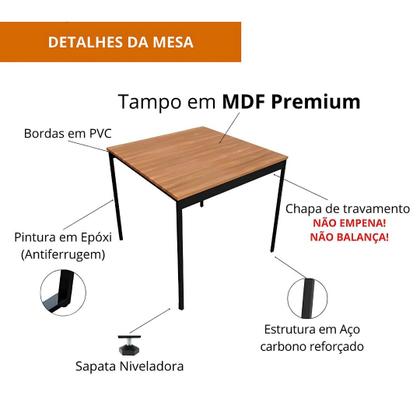 Imagem de Mesa Quadrada Industrial 80x80  Ideal para Espaços Pequenos  Base U em Metalon Maclavi