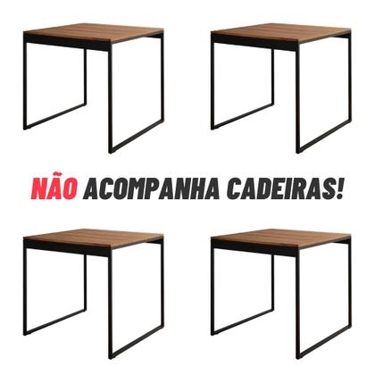 Imagem de Mesa Quadrada Industrial de Jantar 4 Lugares 80x80cm Compacta MDF Entrega Rápida para Apartamentos