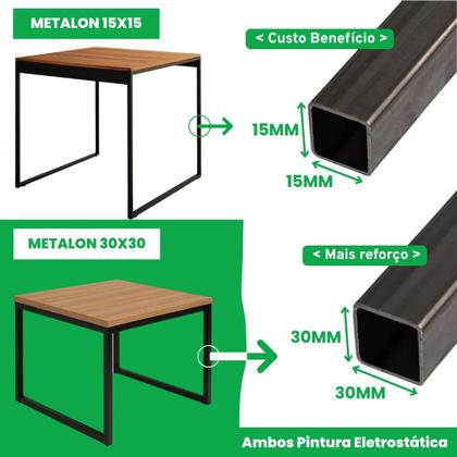 Imagem de Mesa Quadrada Industrial de Jantar 4 Lugares 80x80cm Compacta MDF Entrega Rápida para Apartamentos