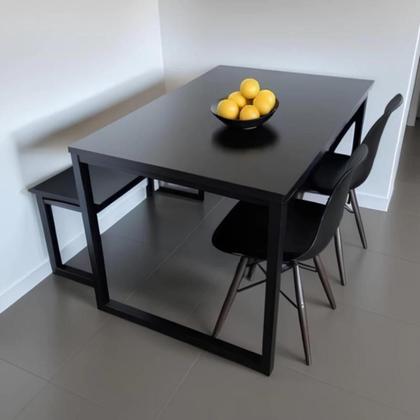 Imagem de Mesa Quadrada Industrial de Jantar 4 Lugares 80x80cm Compacta MDF Entrega Rápida para Apartamentos
