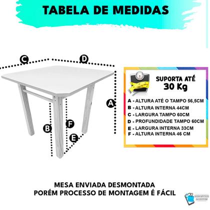 Imagem de Mesa Quadrada Infantil De Madeira MDF Super Resistente Para Atividades