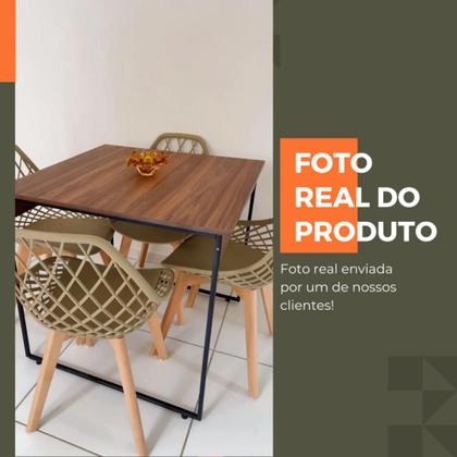 Imagem de Mesa Quadrada MDF 80cm com Pés de Aço Carbono Preto Estilo Industrial 4 Lugares Ambientes Pequenos