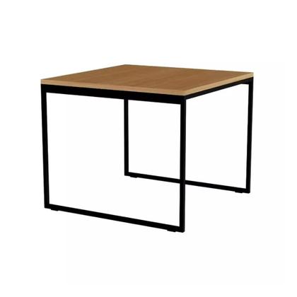 Imagem de Mesa Quadrada MDF 80cm com Pés de Aço Carbono Preto Estilo Industrial 4 Lugares Ambientes Pequenos