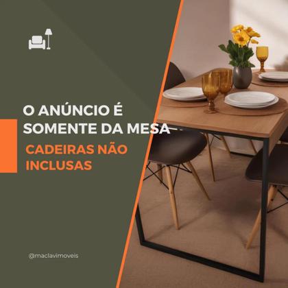 Imagem de Mesa Quadrada MDF 80cm com Pés de Aço Carbono Preto Estilo Industrial 4 Lugares Ambientes Pequenos