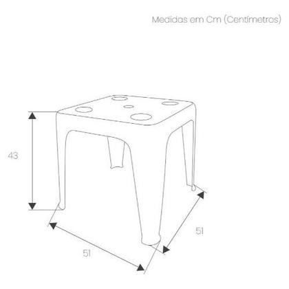Imagem de Mesa Quadrada Plástica De Apoio Multiuso C/ Porta Copos Mor