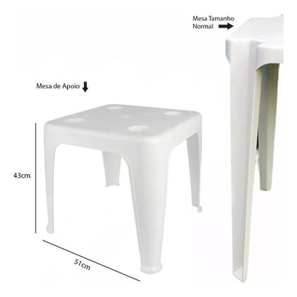 Imagem de Mesa Quadrada Plástica De Apoio Multiuso C/ Porta Copos Mor