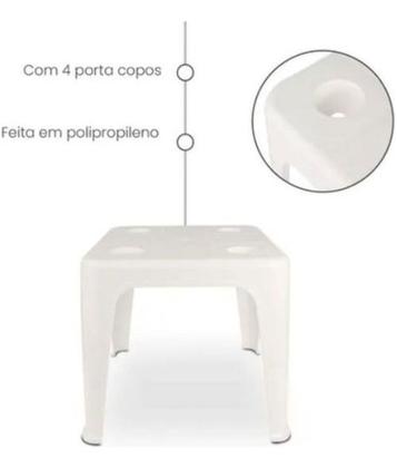 Imagem de Mesa Quadrada Plástica De Apoio Multiuso C/ Porta Copos Mor
