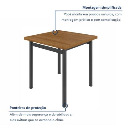 Imagem de Mesa Quadrada Tampo Ripado 75cm Base Tubo 2"