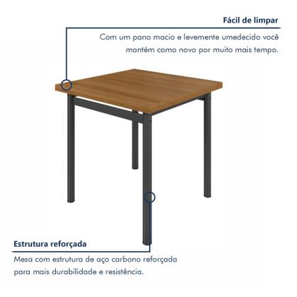 Imagem de Mesa Quadrada Tampo Ripado 75cm Base Tubo 2"