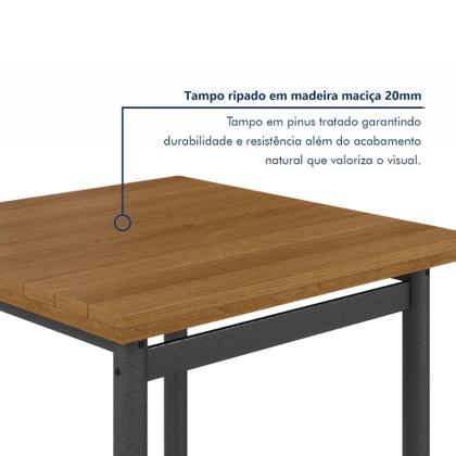 Imagem de Mesa Quadrada Tampo Ripado 75cm Base Tubo 2"