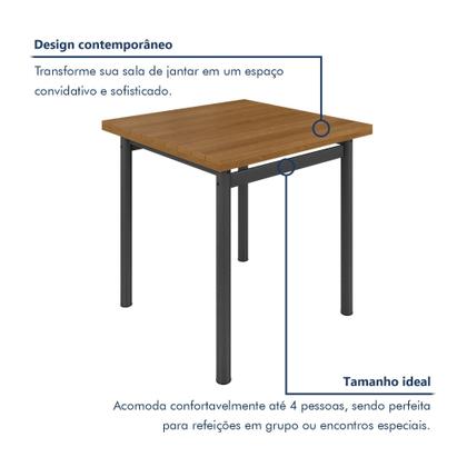 Imagem de Mesa Quadrada Tampo Ripado 75cm Base Tubo 2"