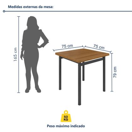 Imagem de Mesa Quadrada Tampo Ripado 75cm Base Tubo 2"