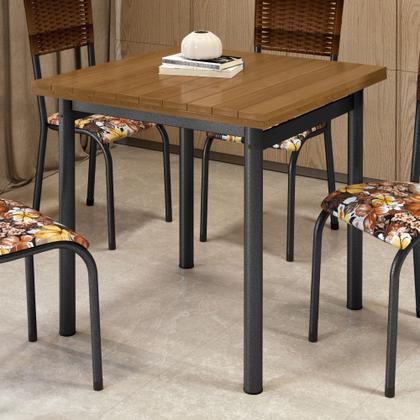 Imagem de Mesa Quadrada Tampo Ripado 75cm Base Tubo 2"