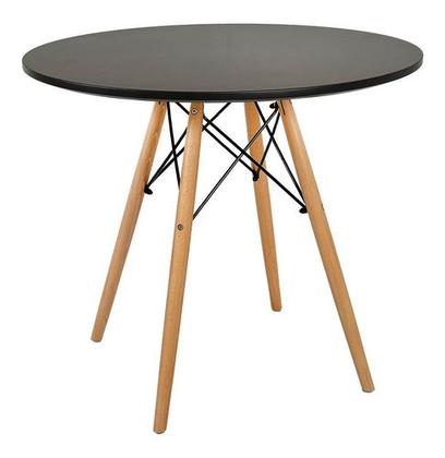 Imagem de Mesa Redonda 100cm Com 4 Cadeiras Eames Eiffel Pés De Madeira Preta