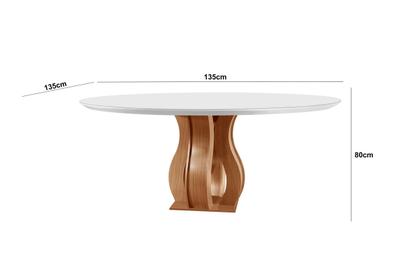 Imagem de Mesa Redonda 6 Lugares Tampo Vidro/MDF para Sala de Jantar 135cm Nuance Yescasa
