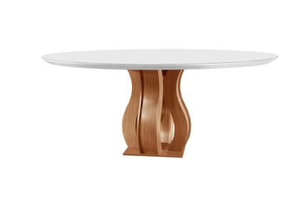 Imagem de Mesa Redonda 6 Lugares Tampo Vidro/MDF para Sala de Jantar 135cm Nuance Yescasa
