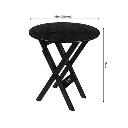 Imagem de Mesa Redonda 68cm Diametro Dobravel Madeira Bar Restaurantes Preto