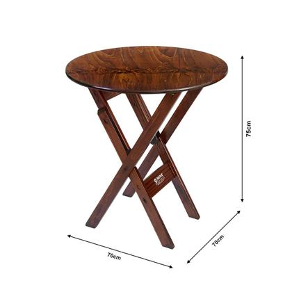 Imagem de Mesa Redonda 70cm Dobrável em Madeira Maciça - Imbuia