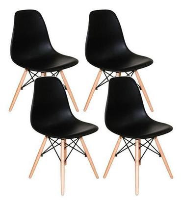 Imagem de Mesa Redonda 90Cm Com 4 Cadeiras Eames Eiffel Pés De Madeira