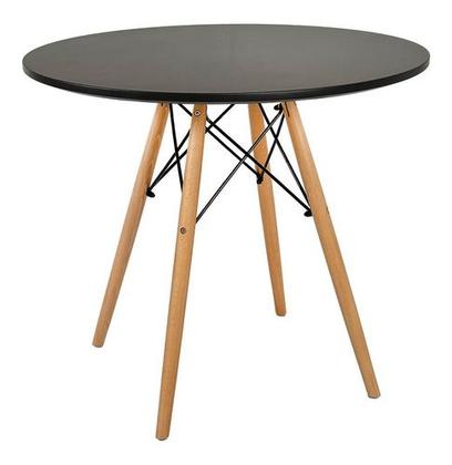 Imagem de Mesa Redonda 90cm Com 4 Cadeiras Eames Eiffel Pés De Madeira Preta