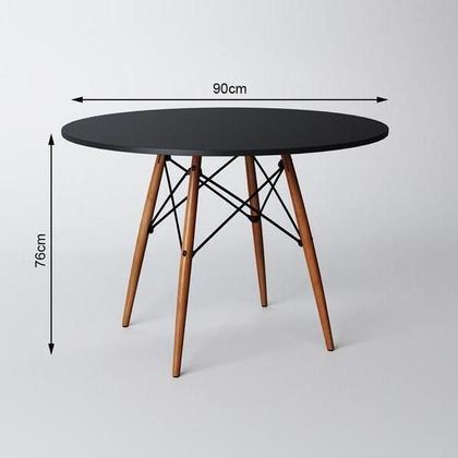 Imagem de Mesa Redonda 90cm Com 4 Cadeiras Eames Eiffel Pés De Madeira Preta