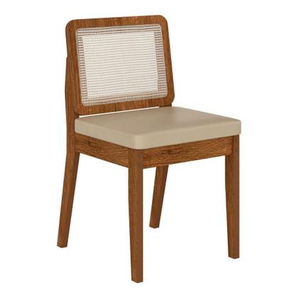 Imagem de Mesa Redonda Andria 4 Cadeiras Sextavadas Freijó/off/material sintético Bege - M.a