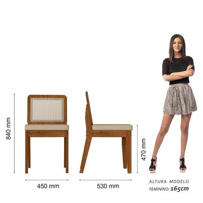 Imagem de Mesa Redonda Andria 4 Cadeiras Sextavadas Freijó/off/material sintético Bege - M.a