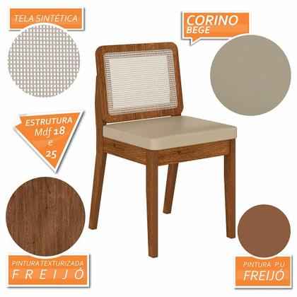 Imagem de Mesa Redonda C/vidro 4 Cadeiras Sextavada Cali Fre/off/cor. Bege - Ma