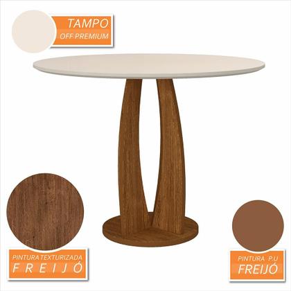 Imagem de Mesa Redonda Camogli 4 Cadeiras Sextavadas Freijó/off/material sintético Beg - M.a