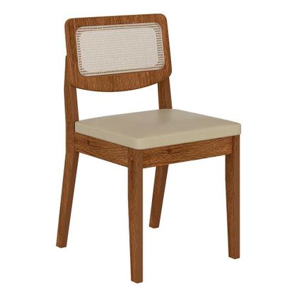 Imagem de Mesa Redonda Camogli 4 Cadeiras Sextavadas Freijó/off/material sintético Beg - M.a