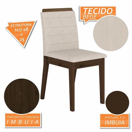 Imagem de Mesa Redonda Com Vidro 4 Cadeiras Bélgica Imbuia/preto/bege - M.a