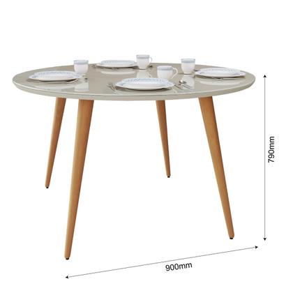 Imagem de Mesa Redonda de Jantar Compacta 4 Lugares Pés Palito E Tampo de Vidro